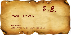 Pardi Ervin névjegykártya